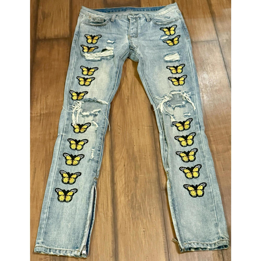 Jeans Skinny Denim MNML Butterfly Patchwork‎ Limited Edition Size 32 X 33